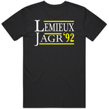 Retro Lemieux Jagr 92 Pittsburgh Hockey Fan T Shirt